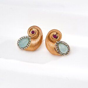🐚 Mythical Nautilus Shell Stud Earrings 🐚 Handmade Original Design S925